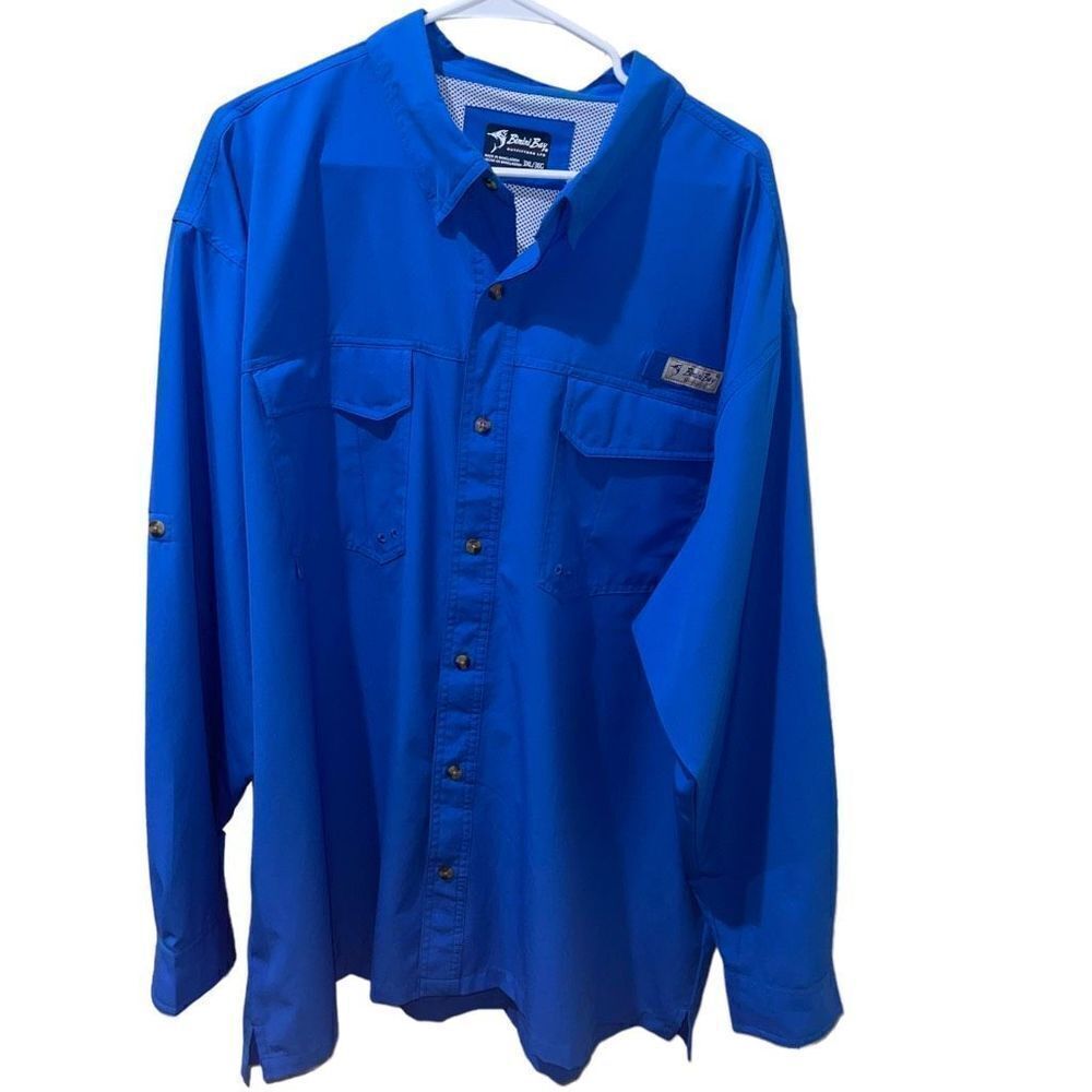 Bimini Bay Light Blue Long Sleeve Lightweight Fishing Shirt -‎ Size 3XL